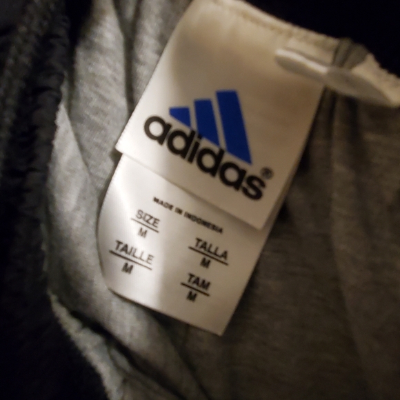 Vintage Adidas Stripe Athletic Joggers Lined Black Medium Elastic Waist Tie - Picture 4 of 7